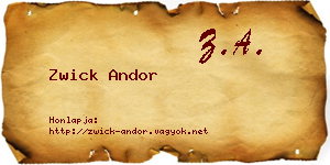 Zwick Andor névjegykártya